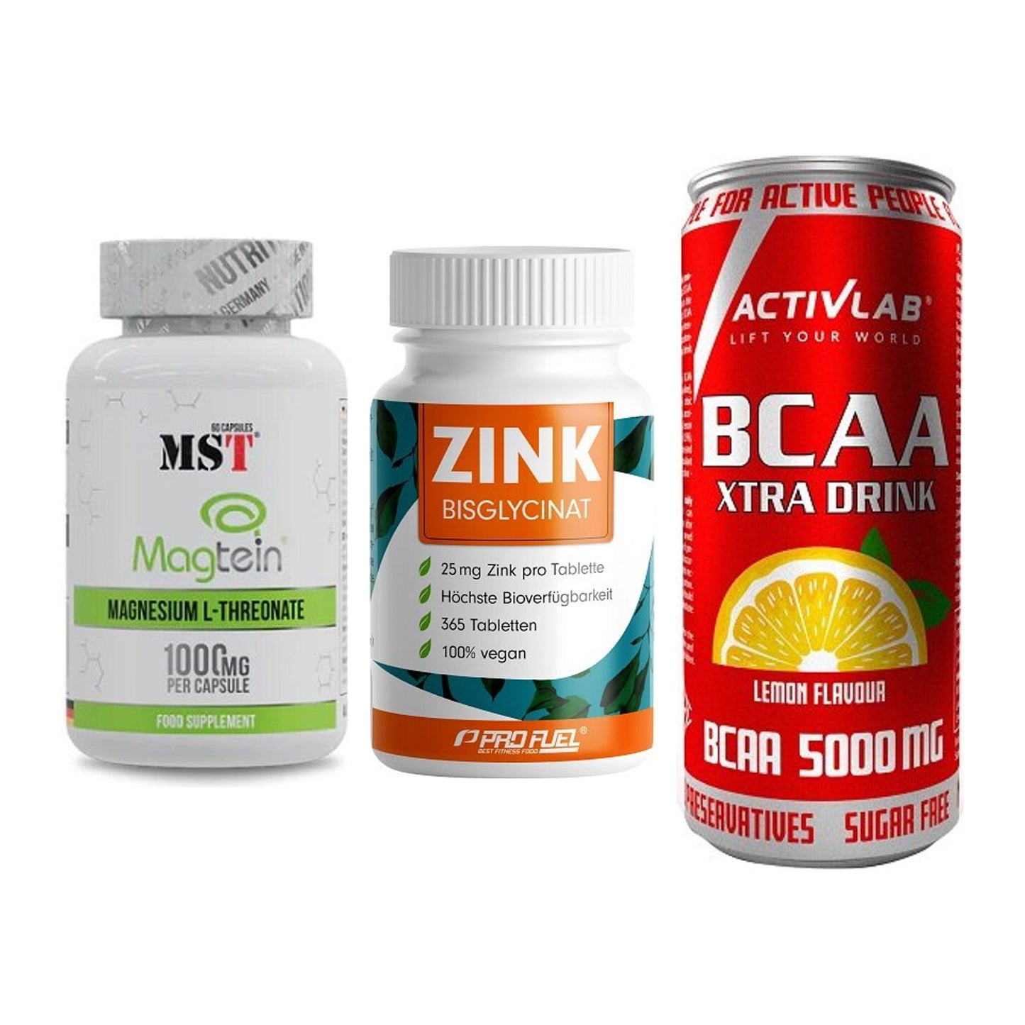 Ausdauer-Set: MST Magnesium + ProFuel Zink + Activlab BCAA – alle enthaltenen Artikel
