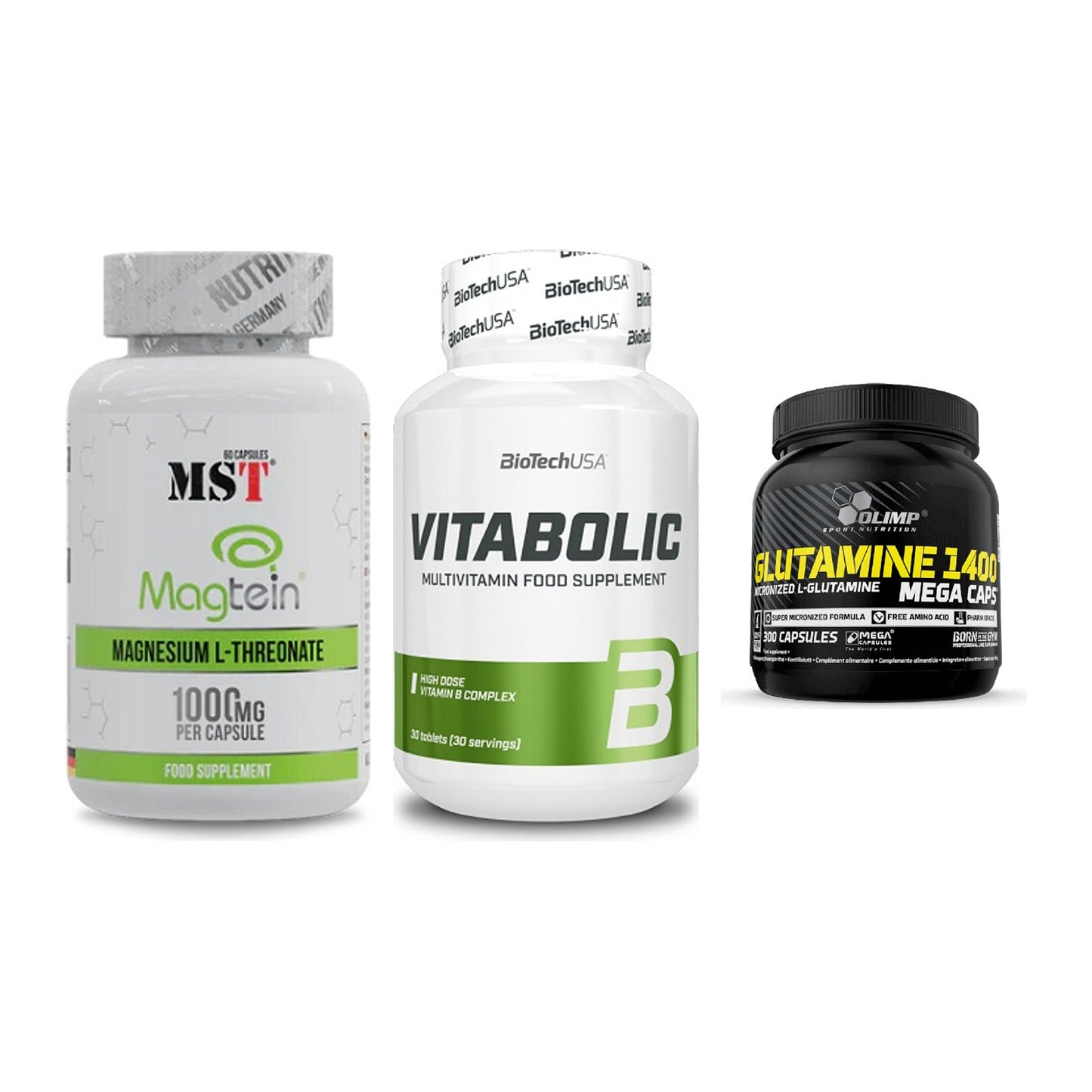 Ausdauer-Set: MST Magnesium + BioTech Vitaboli + Olimp L-Glutamin – alle enthaltenen Artikel