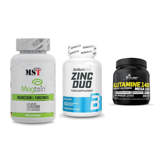 Ausdauer-Set: MST Magnesium + BioTech Zinc Duo + Olimp L-Glutamin – alle enthaltenen Artikel