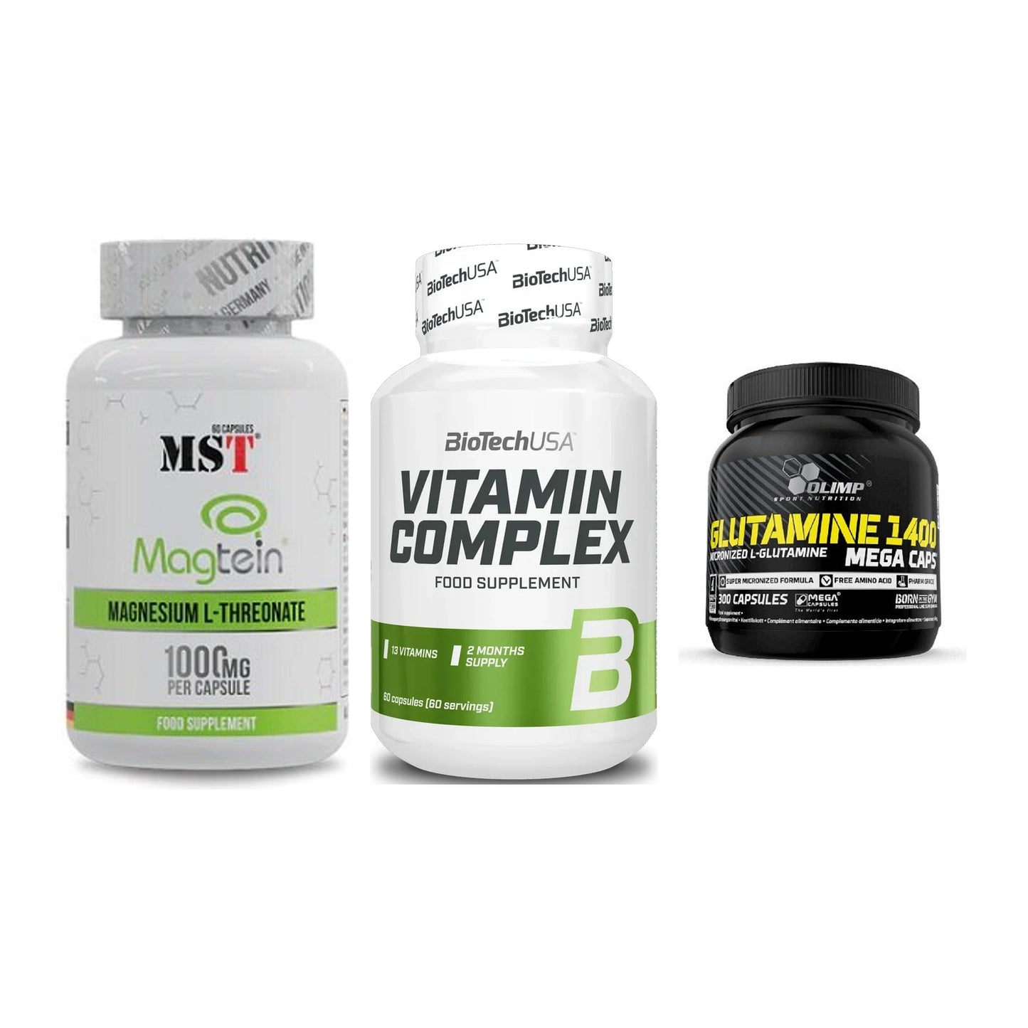 Ausdauer-Set: MST Magnesium + BioTech Vitamin + Olimp L-Glutamin – alle enthaltenen Artikel