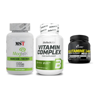 Ausdauer-Set: MST Magnesium + BioTech Vitamin + Olimp L-Glutamin – alle enthaltenen Artikel