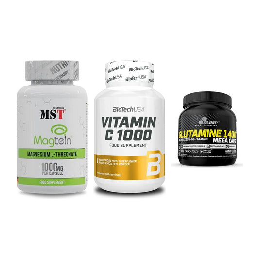 Ausdauer-Set: MST Magnesium + BioTech Vitamin + Olimp L-Glutamin – alle enthaltenen Artikel