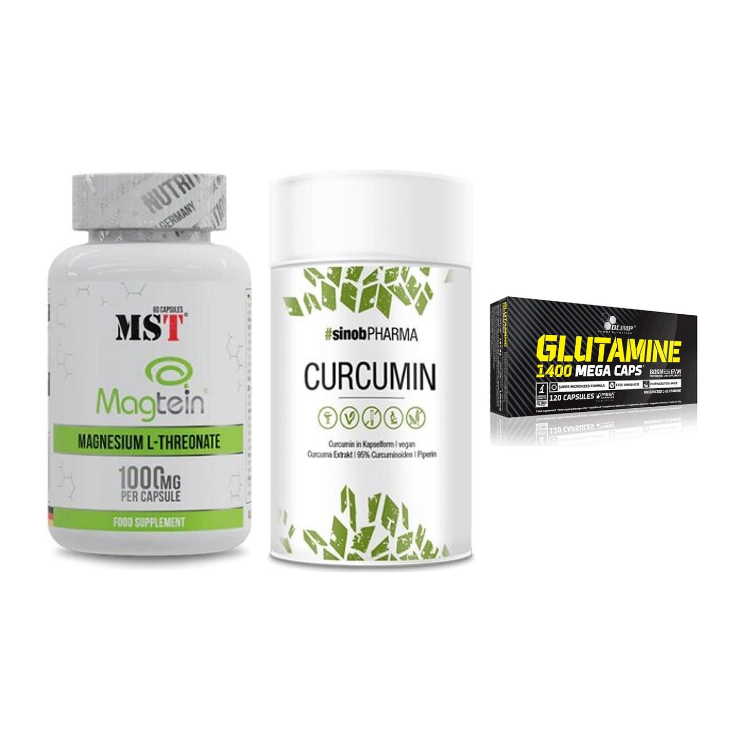 Ausdauer-Set: MST Magnesium + Sinob Curcumin + Olimp L-Glutamin – alle enthaltenen Artikel