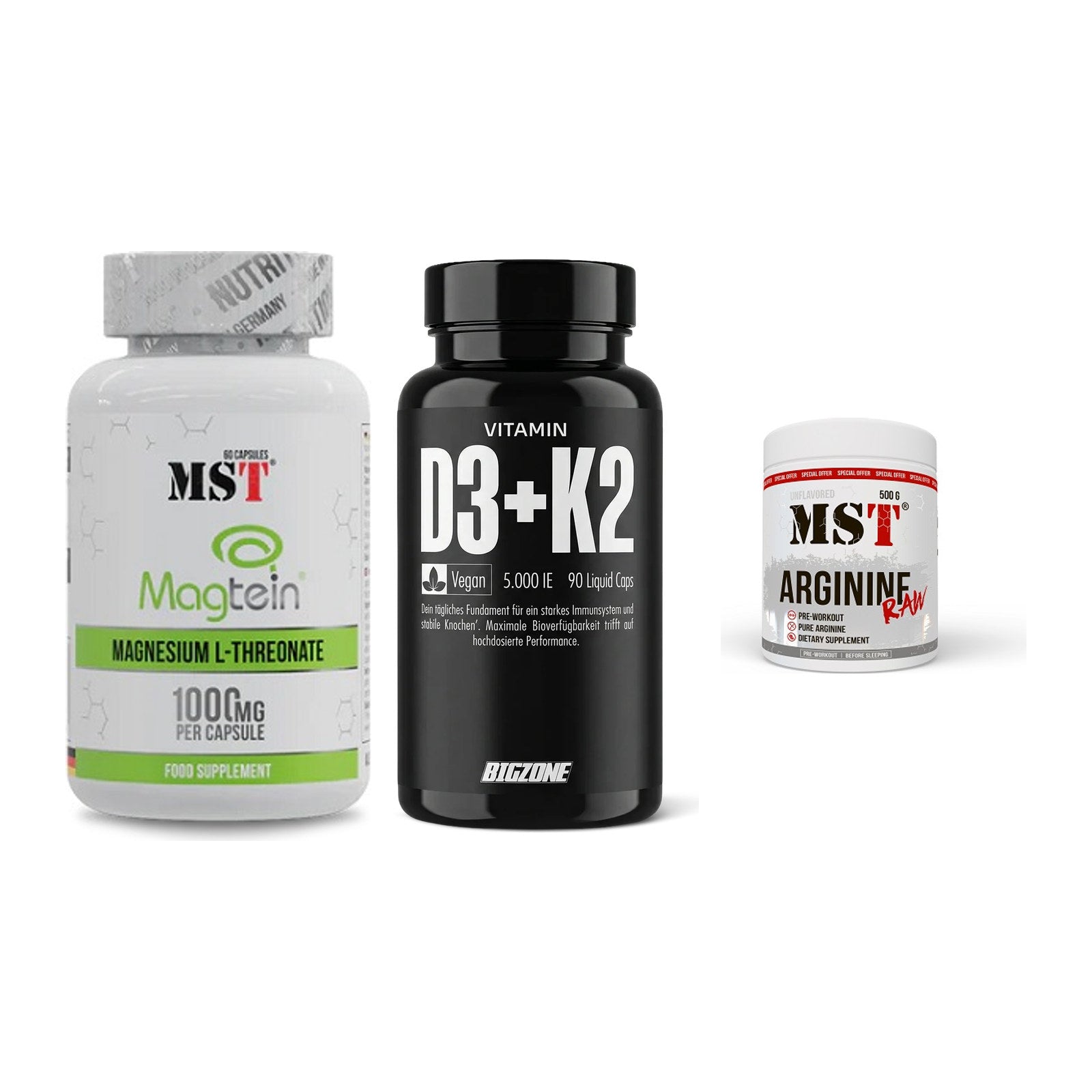 Ausdauer-Set: MST Magnesium + Big Zone Vitamin + MST Arginine RAW – alle enthaltenen Artikel
