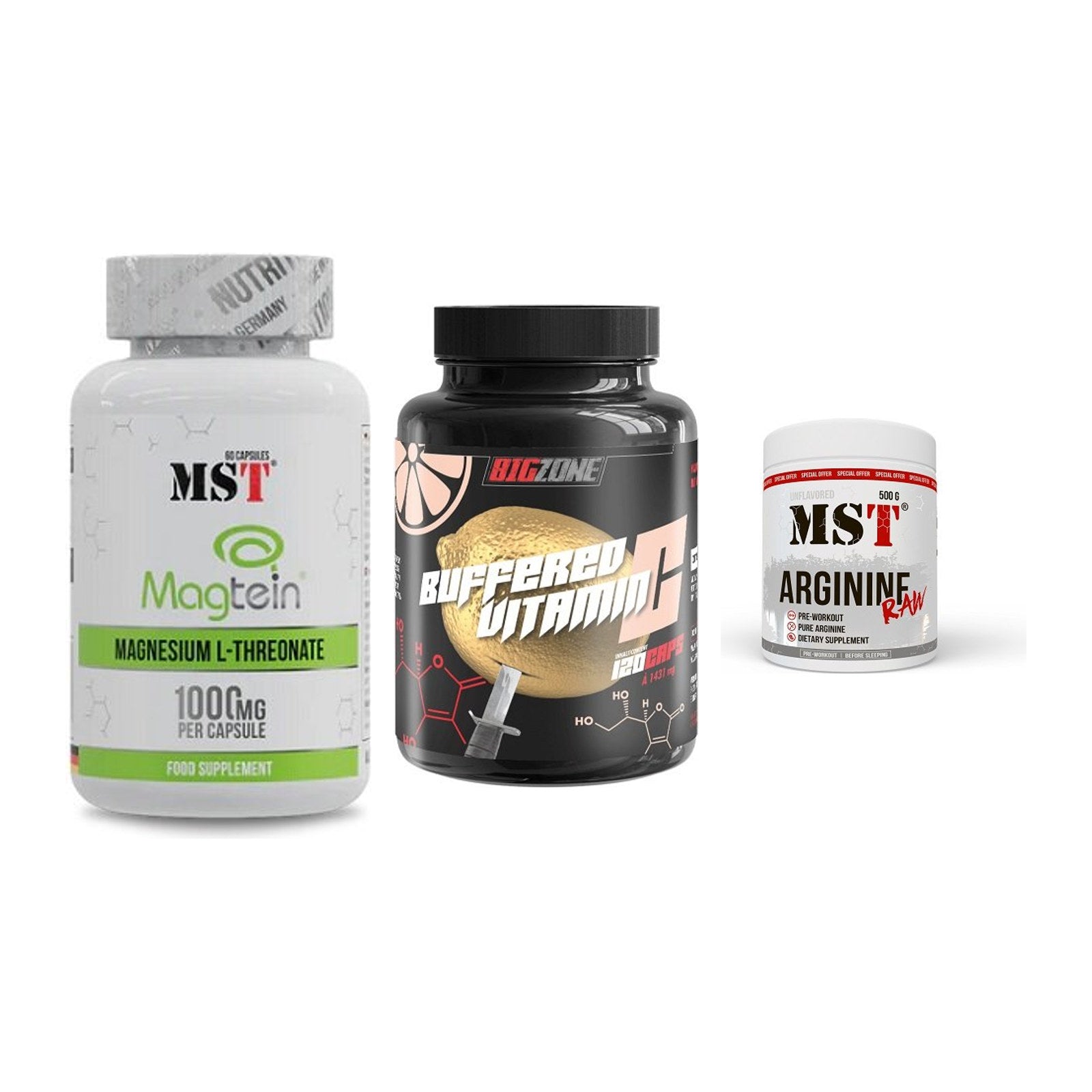 Ausdauer-Set: MST Magnesium + Big Zone Buffere + MST Arginine RAW – alle enthaltenen Artikel