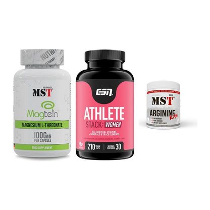 Ausdauer-Set: MST Magnesium + ESN Athlete + MST Arginine RAW – alle enthaltenen Artikel