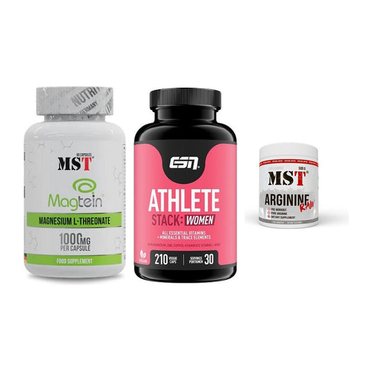 Ausdauer-Set: MST Magnesium + ESN Athlete + MST Arginine RAW – alle enthaltenen Artikel