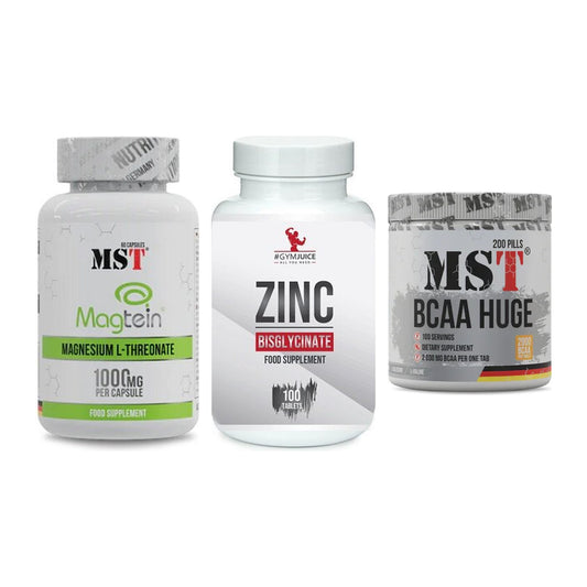 Ausdauer-Set: MST Magnesium + #GYMJUICE ZINC + MST BCAA Huge – alle enthaltenen Artikel