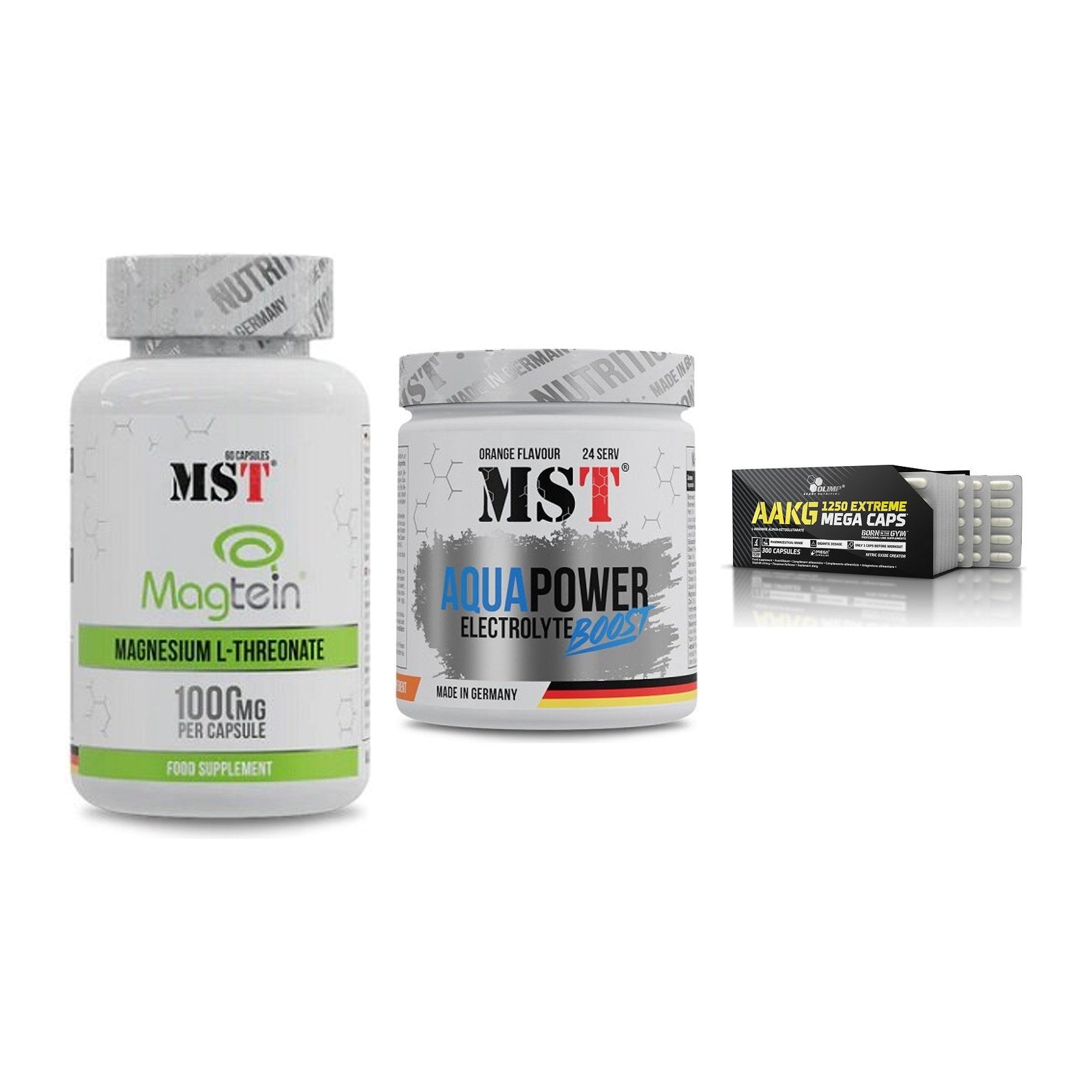Ausdauer-Set: MST Magnesium + MST Aqua Power + Olimp AAKG – alle enthaltenen Artikel