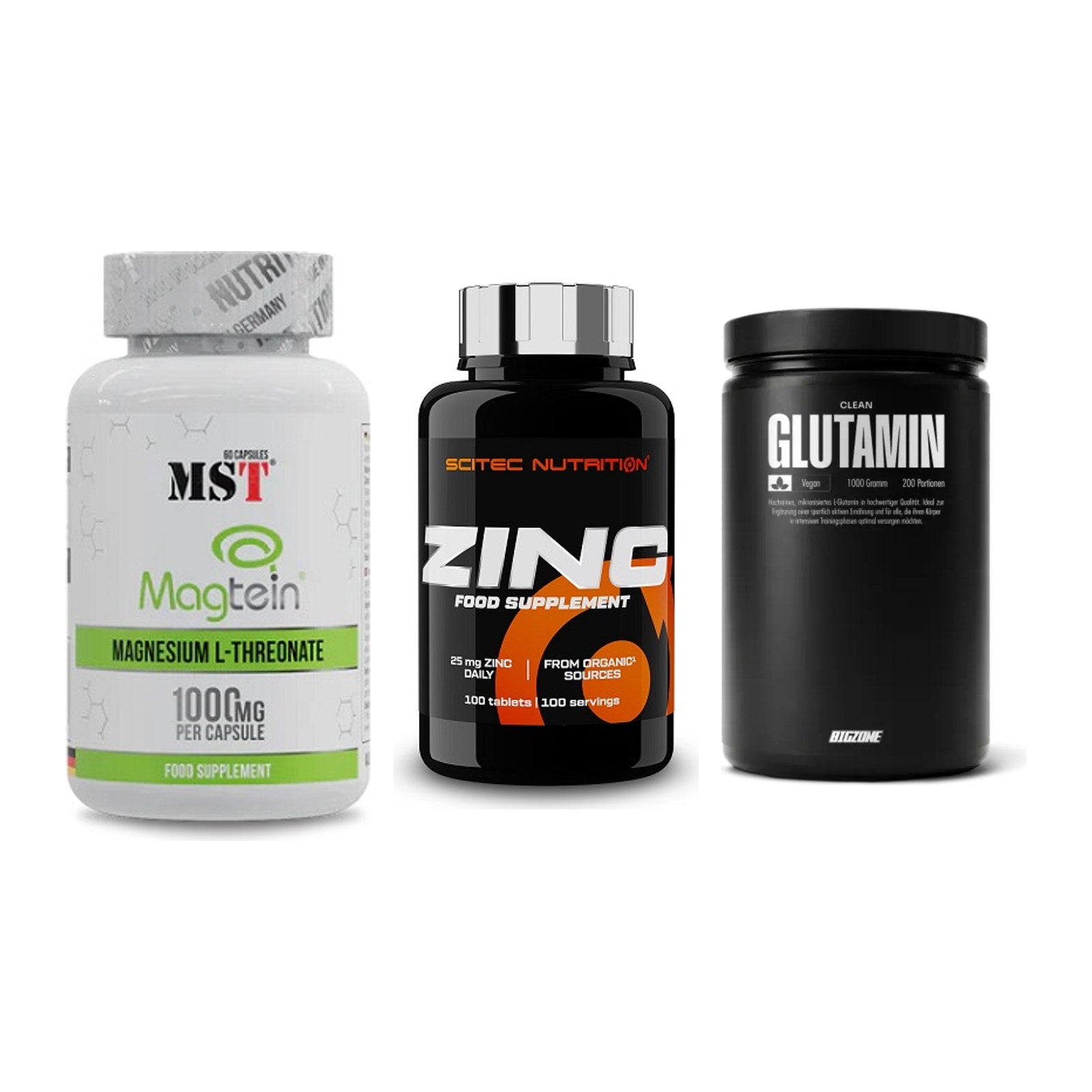 Ausdauer-Set: MST Magnesium + Scitec Zinc + Big Zone Glutami – alle enthaltenen Artikel