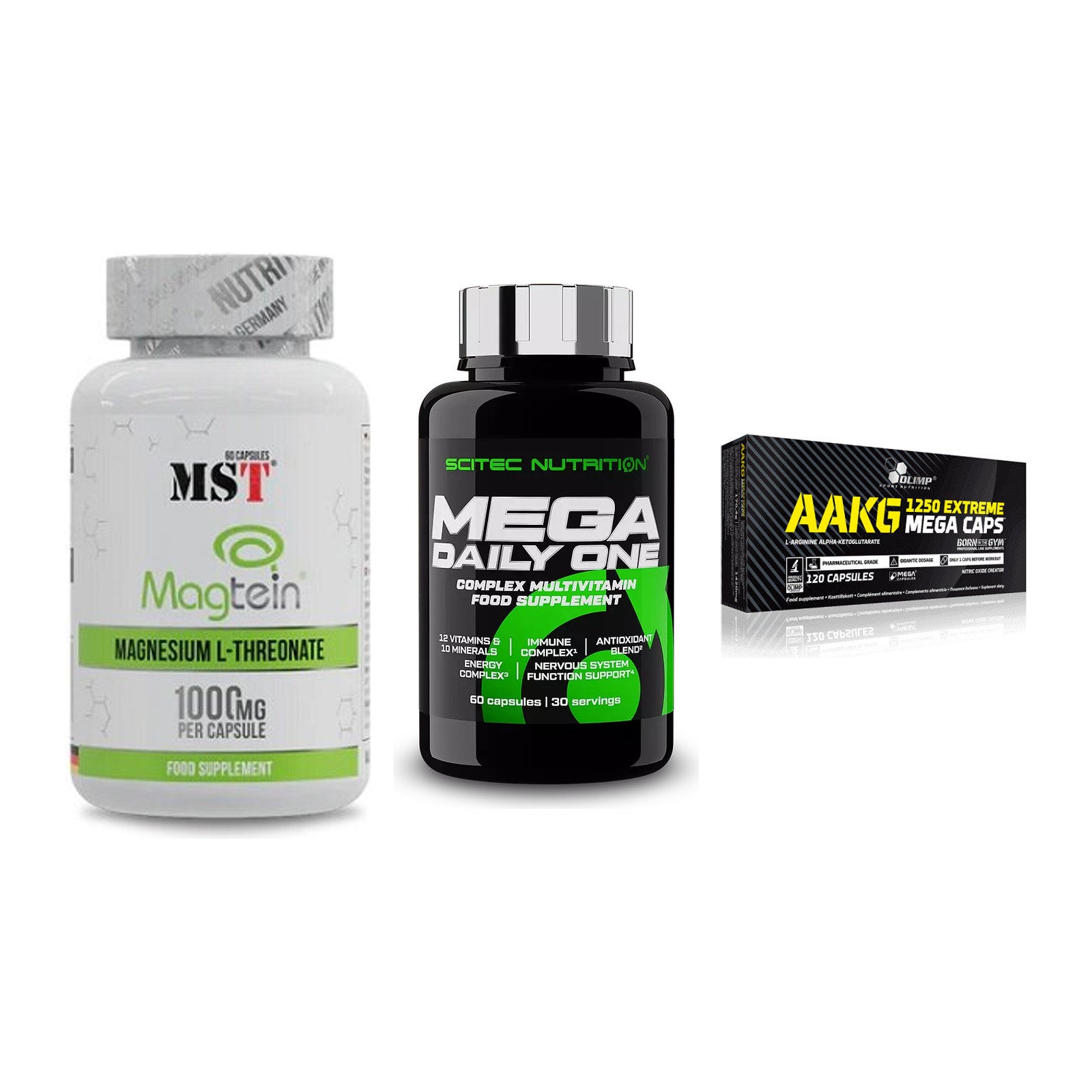 Ausdauer-Set: MST Magnesium + Scitec Mega + Olimp AAKG – alle enthaltenen Artikel