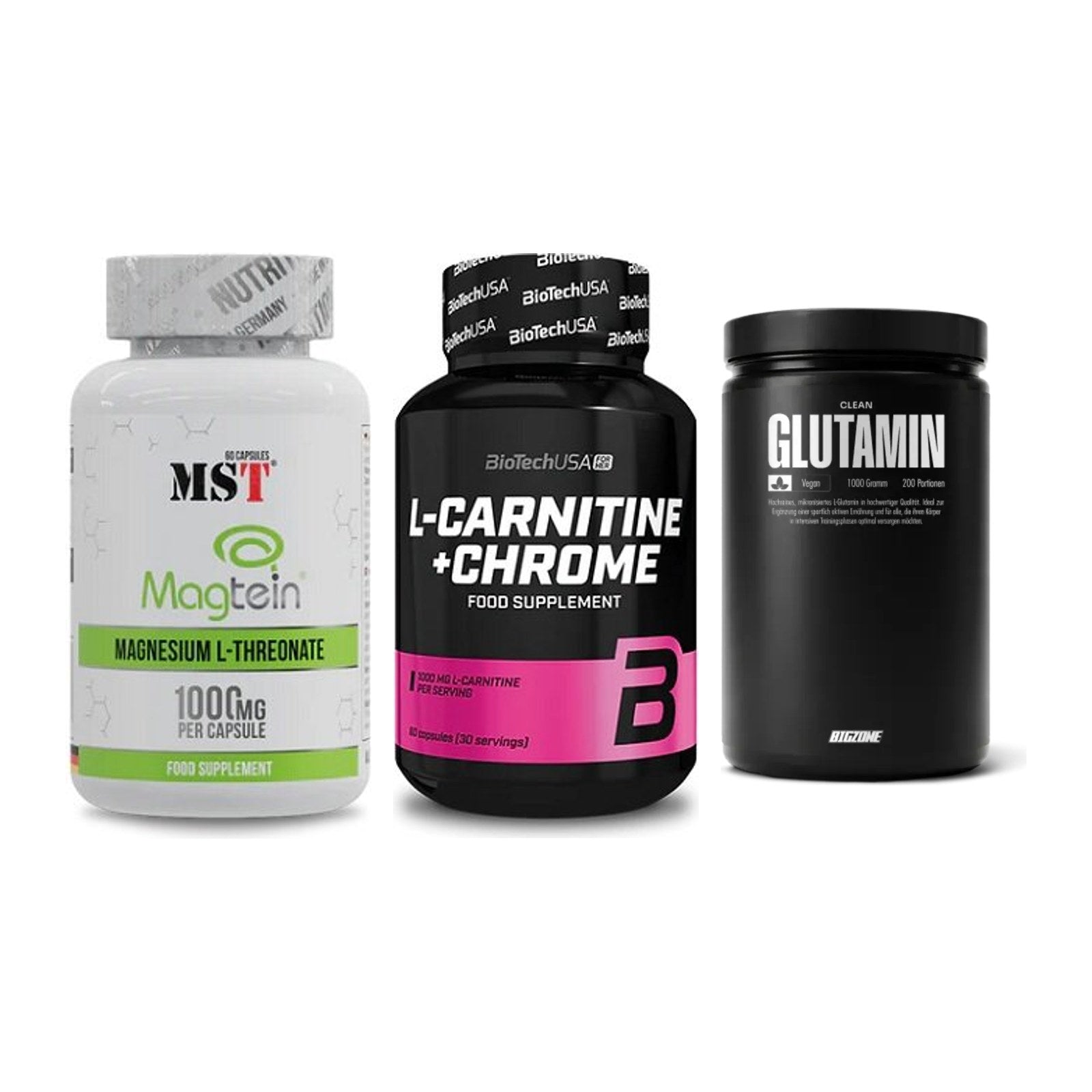 Ausdauer-Set: MST Magnesium + BioTech L-Carnit + Big Zone Glutami – alle enthaltenen Artikel