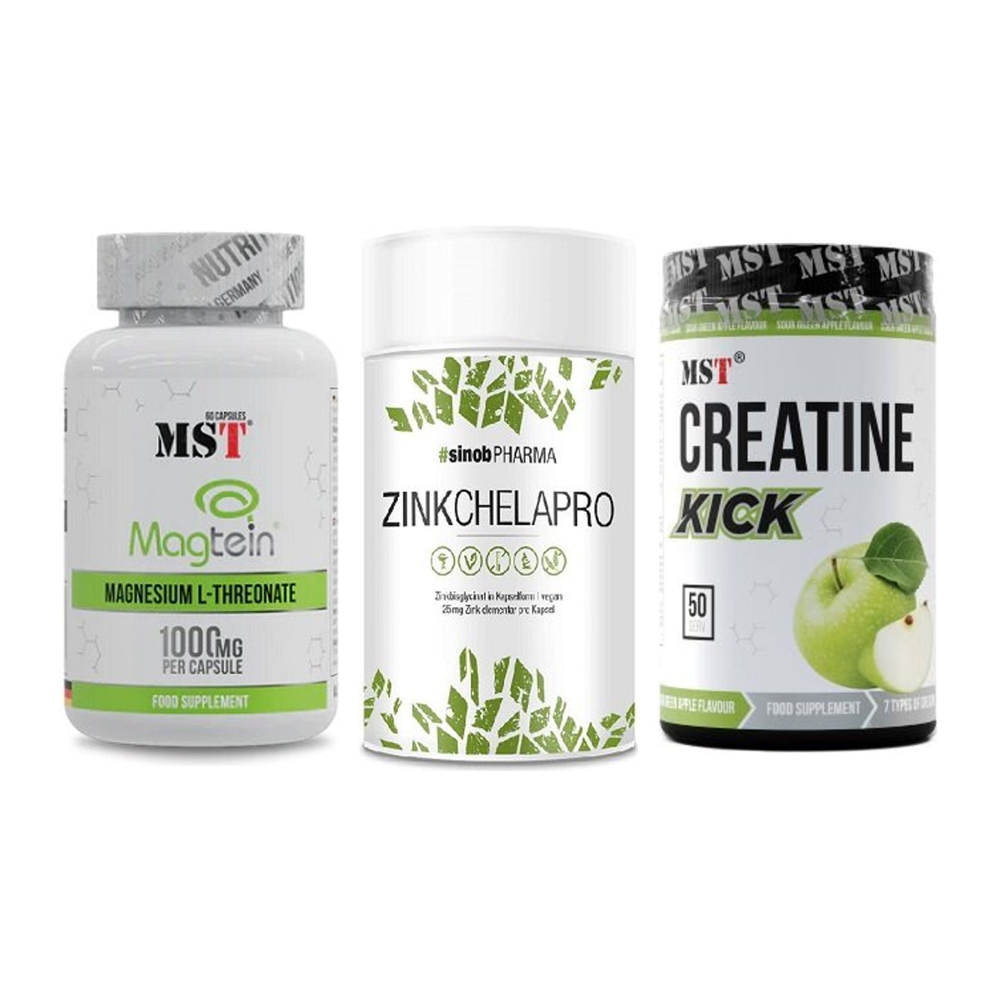 Ausdauer-Set: MST Magnesium + Sinob Zink + MST Creatine – alle enthaltenen Artikel