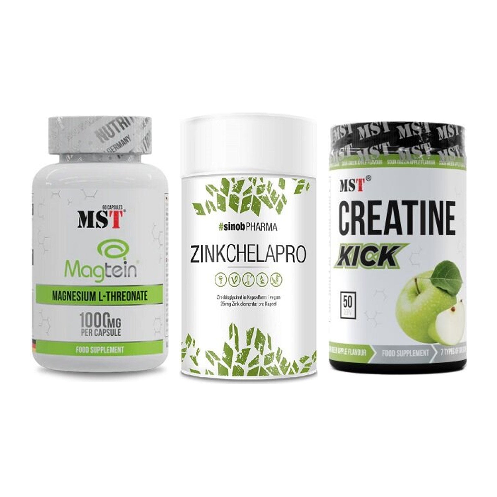 Ausdauer-Set: MST Magnesium + Sinob Zink + MST Creatine – alle enthaltenen Artikel