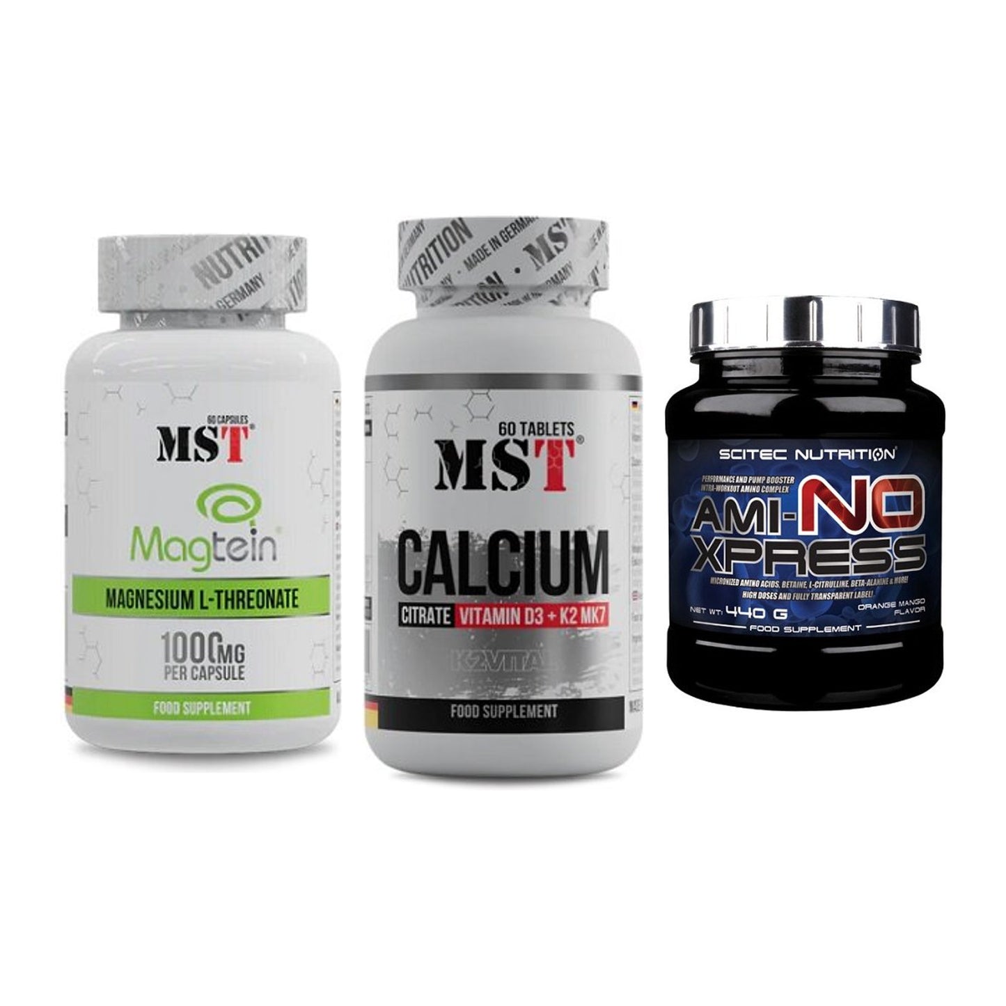 Ausdauer-Set: MST Magnesium + MST Calcium + Scitec Ami-NO – alle enthaltenen Artikel