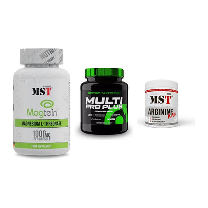 Ausdauer-Set: MST Magnesium + Scitec Multi Pro + MST Arginine RAW – alle enthaltenen Artikel