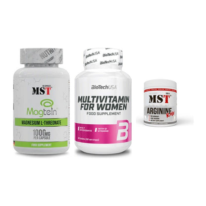 Ausdauer-Set: MST Magnesium + BioTech Multivit + MST Arginine RAW – alle enthaltenen Artikel
