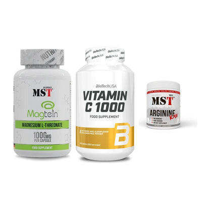 Ausdauer-Set: MST Magnesium + BioTech Vitamin + MST Arginine RAW – alle enthaltenen Artikel