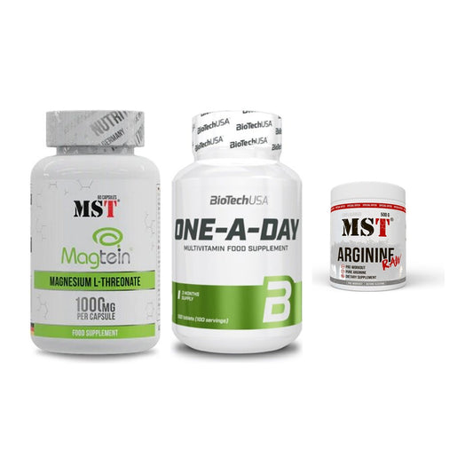 Ausdauer-Set: MST Magnesium + BioTech One A + MST Arginine RAW – alle enthaltenen Artikel