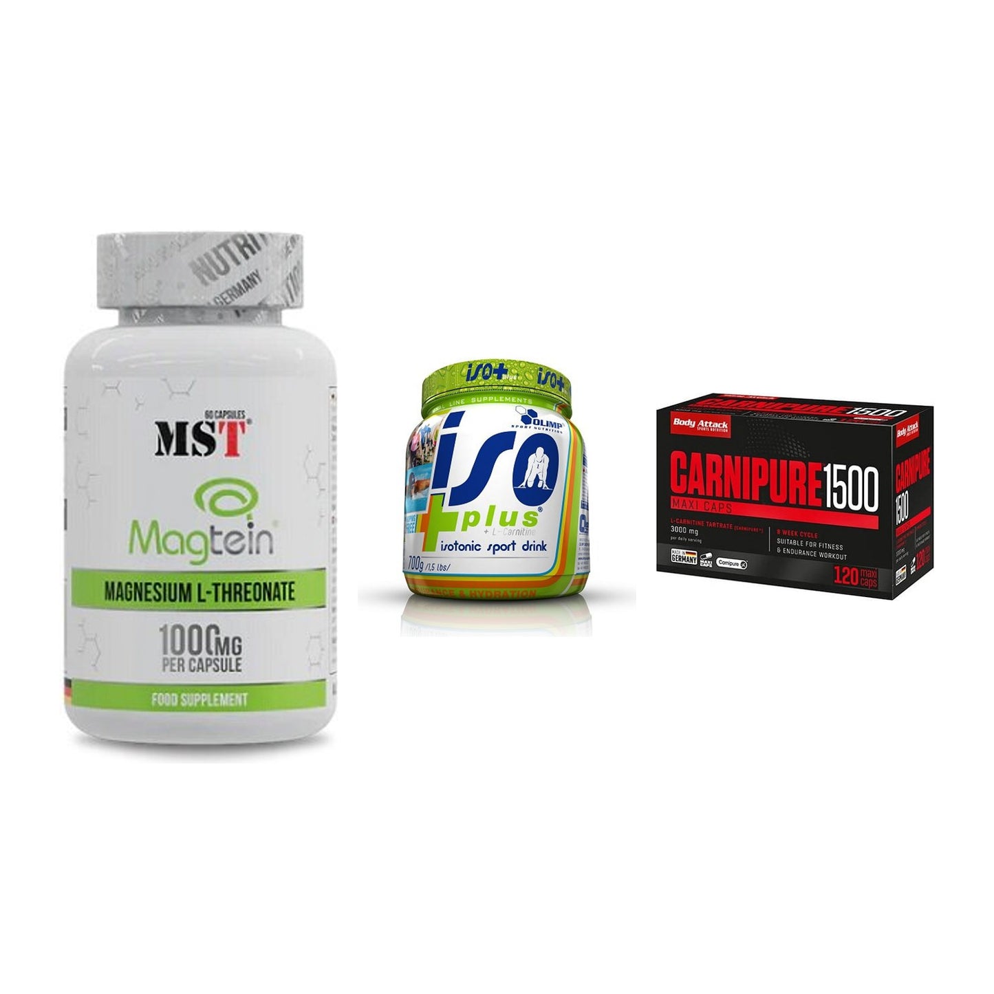 Ausdauer-Set: MST Magnesium + Olimp Iso Plus + Body Attack – alle enthaltenen Artikel