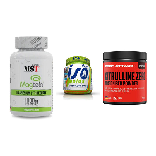 Ausdauer-Set: MST Magnesium + Olimp Iso Plus + Body Attack 100 – alle enthaltenen Artikel