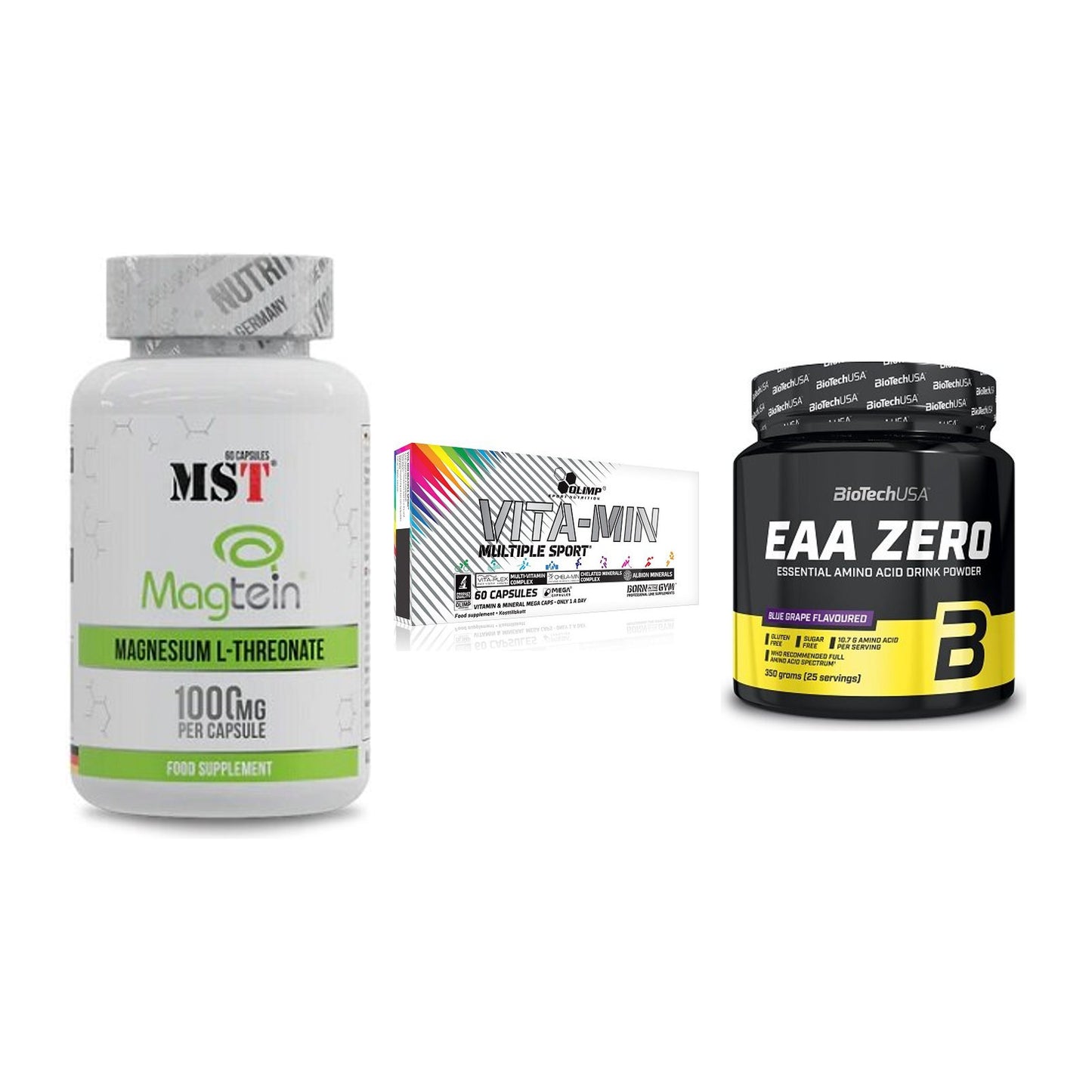 Ausdauer-Set: MST Magnesium + Olimp Vita-Min + BioTech EAA Zero – alle enthaltenen Artikel