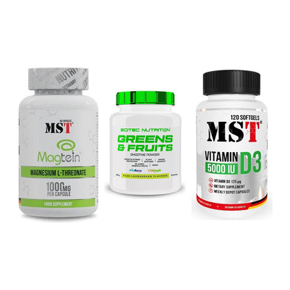 Ausdauer-Set: MST Magnesium + Scitec Greens + MST Vitamin D3 – alle enthaltenen Artikel