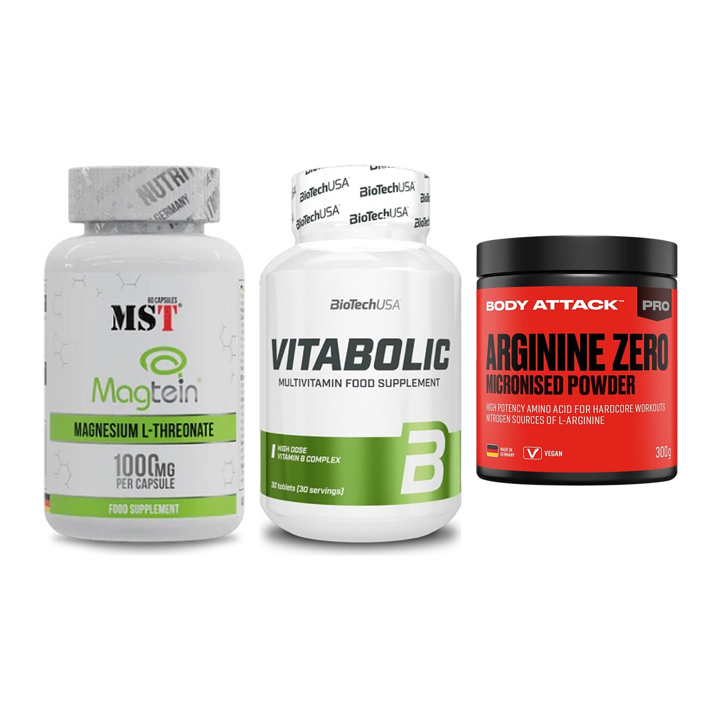 Ausdauer-Set: MST Magnesium + BioTech Vitaboli + Body Attack 100 – alle enthaltenen Artikel