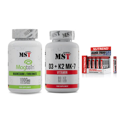 Ausdauer-Set: MST Magnesium + MST Vitamin D3 + Nutrend AAKG – alle enthaltenen Artikel
