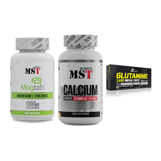 Ausdauer-Set: MST Magnesium + MST Calcium + Olimp L-Glutamin – alle enthaltenen Artikel
