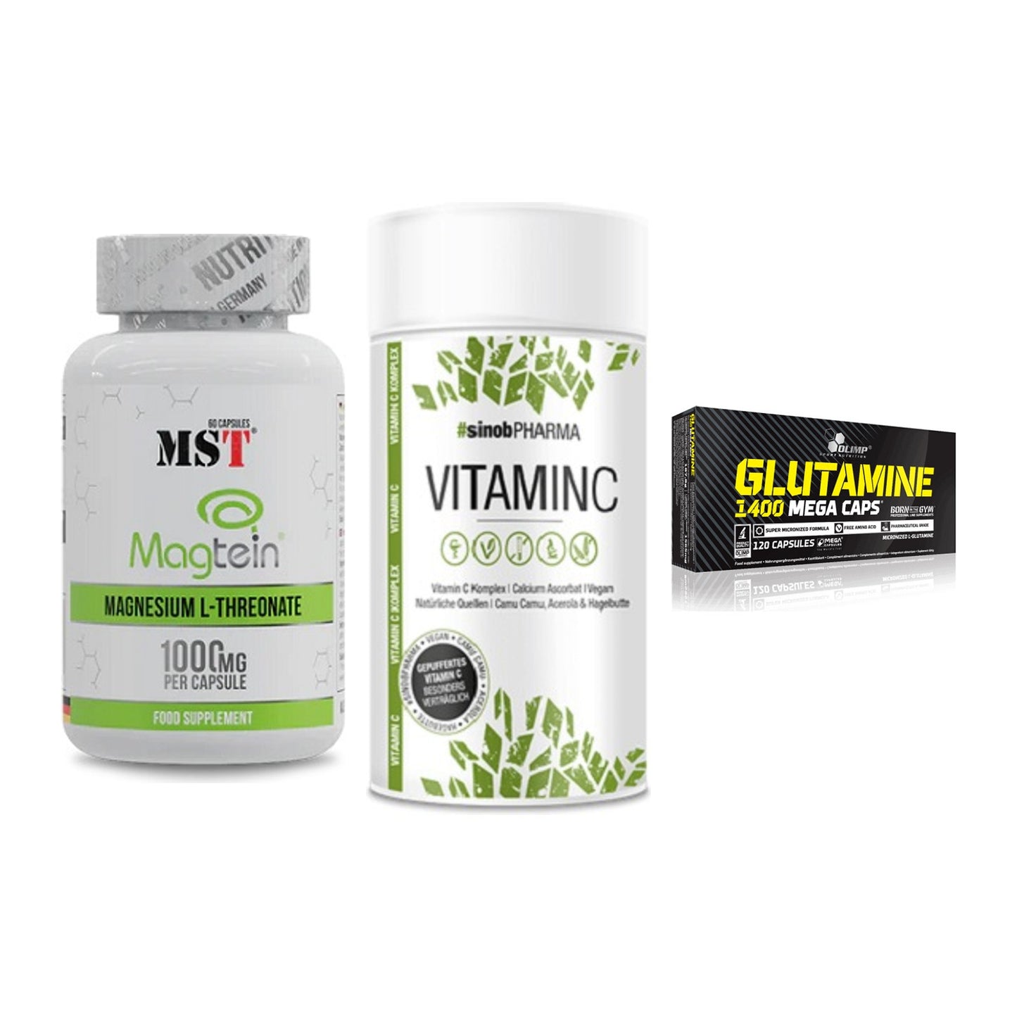 Ausdauer-Set: MST Magnesium + Sinob Vitamin C + Olimp L-Glutamin – alle enthaltenen Artikel