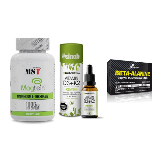 Ausdauer-Set: MST Magnesium + Sinob Vitamin D3 + Olimp Beta-Alani – alle enthaltenen Artikel