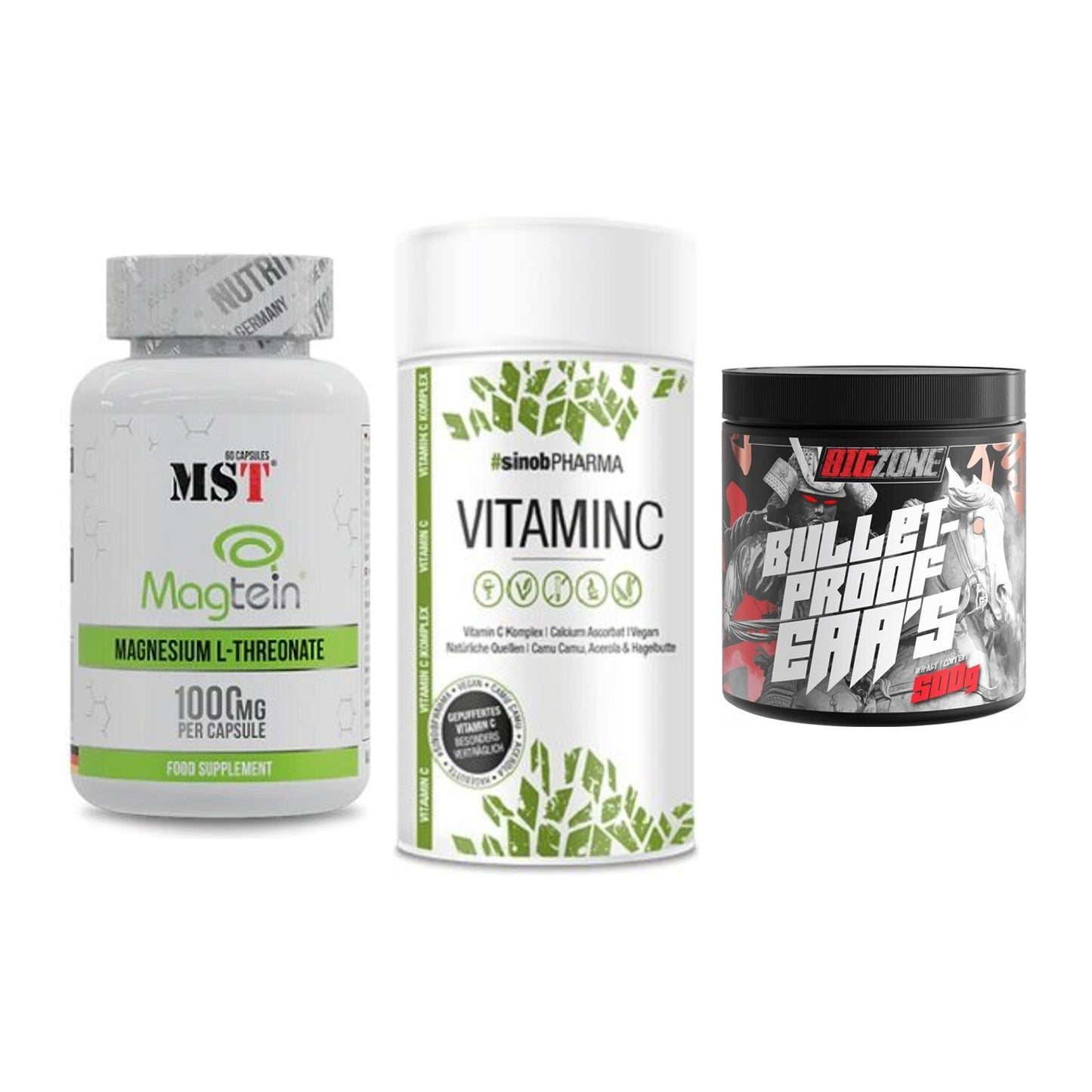 Ausdauer-Set: MST Magnesium + Sinob Vitamin C + Big Zone Bulletp – alle enthaltenen Artikel