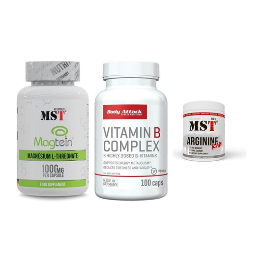 Ausdauer-Set: MST Magnesium + Body Attack + MST Arginine RAW – alle enthaltenen Artikel
