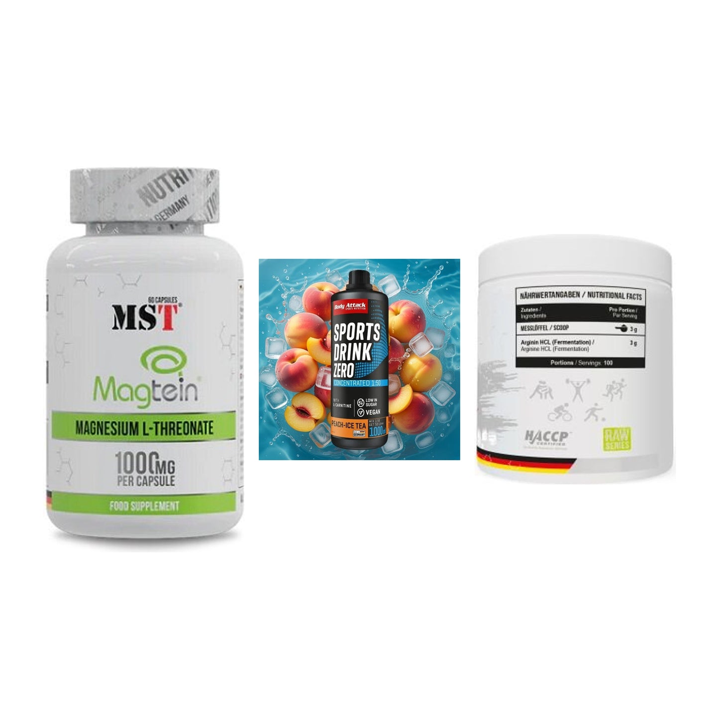 Ausdauer-Set: MST Magnesium + Body Attack + MST Arginine HCL – alle enthaltenen Artikel