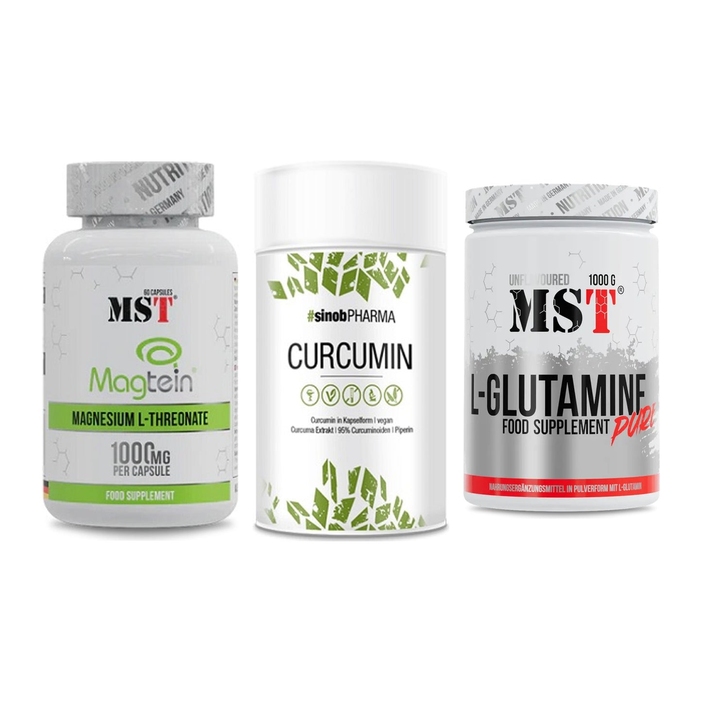 Ausdauer-Set: MST Magnesium + Sinob Curcumin + MST Glutamine – alle enthaltenen Artikel