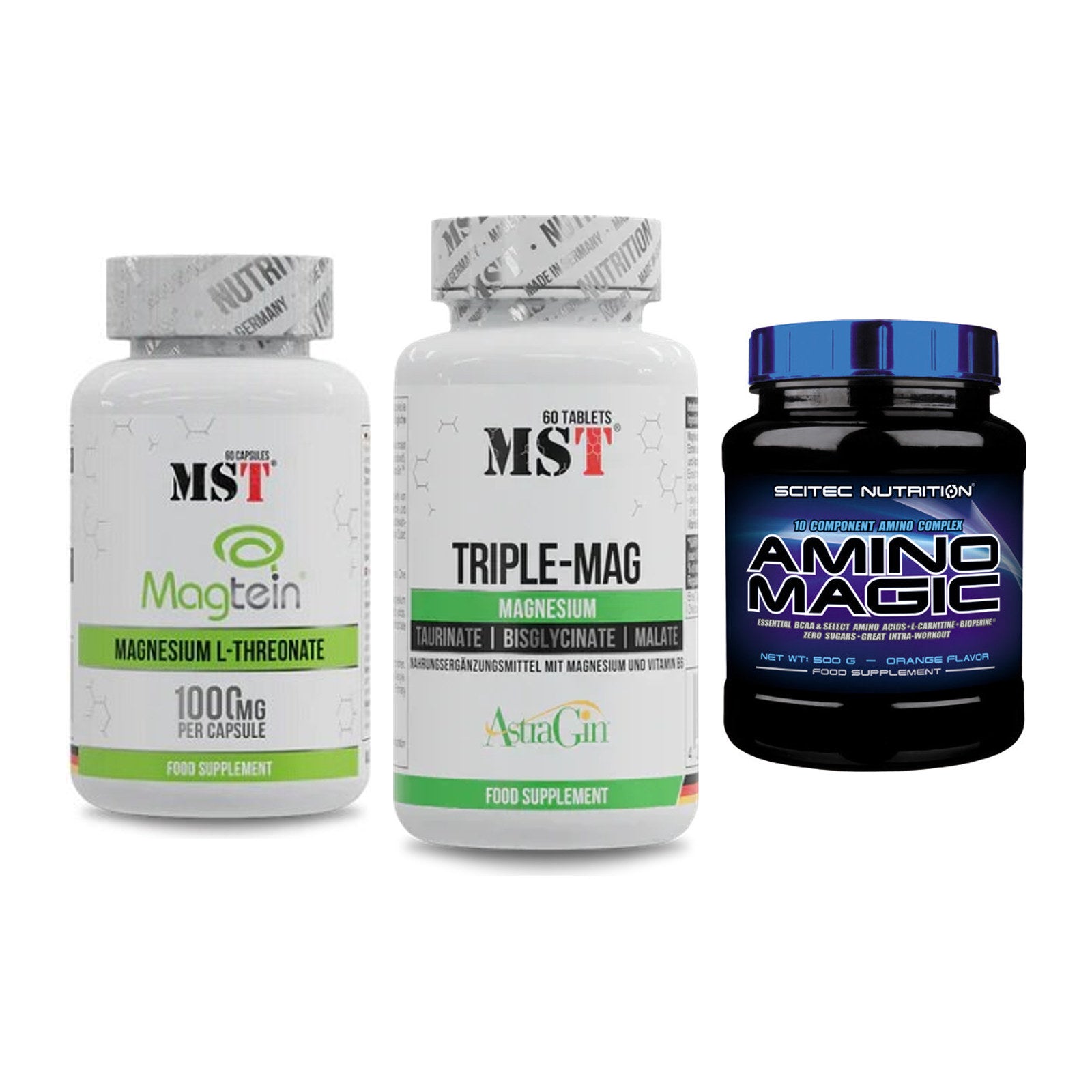 Ausdauer-Set: MST Magnesium + MST Tripple Mag + Scitec Amino – alle enthaltenen Artikel