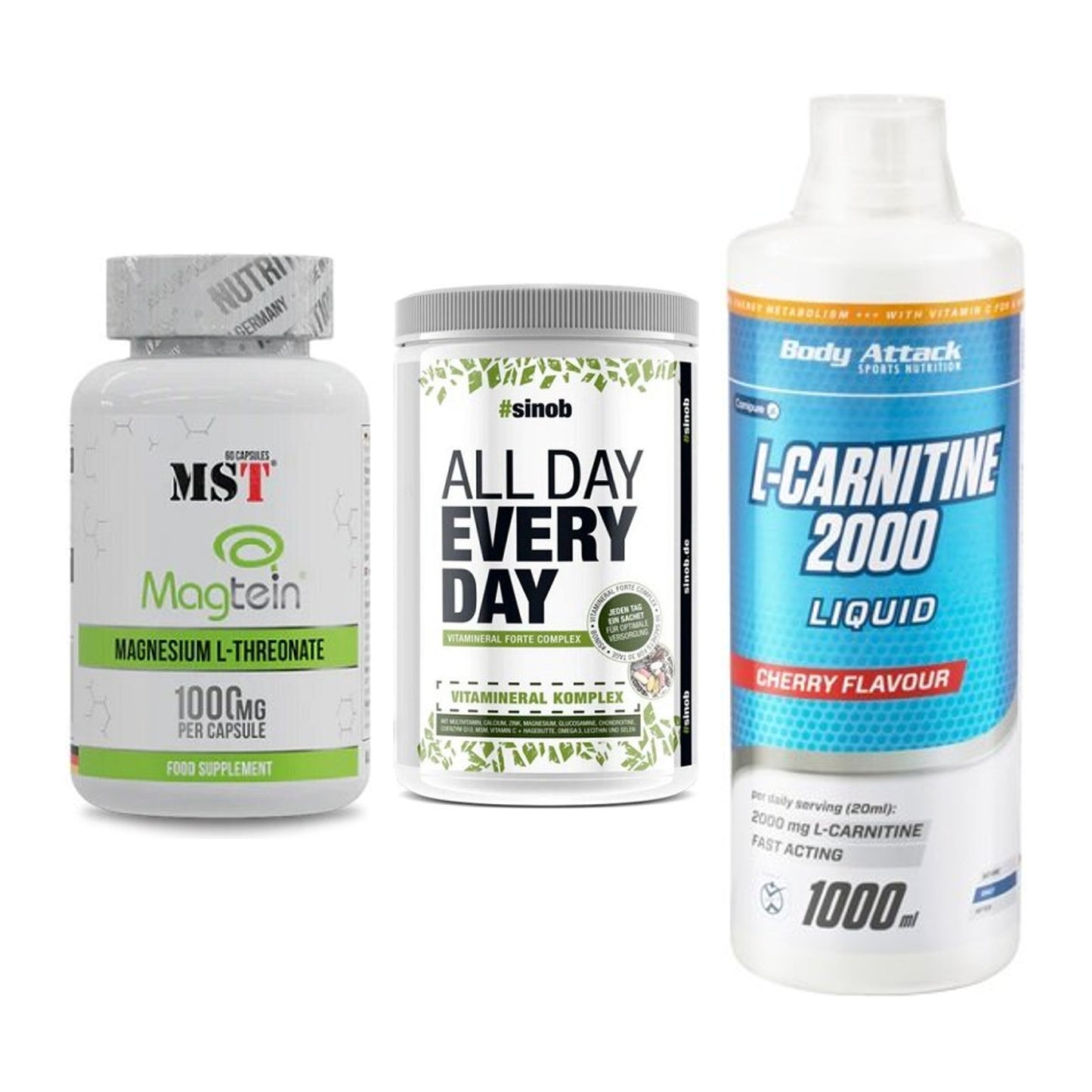 Ausdauer-Set: MST Magnesium + Sinob All Day + Body Attack – alle enthaltenen Artikel