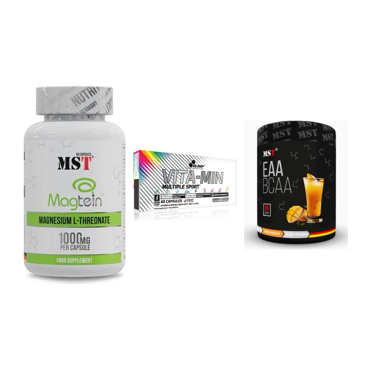 Ausdauer-Set: MST Magnesium + Olimp Vita-Min + MST EAA & BCAA – alle enthaltenen Artikel