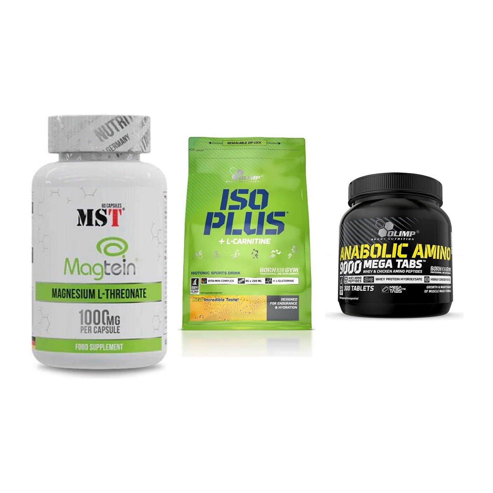Ausdauer-Set: MST Magnesium + Olimp Iso Plus + Olimp Anabolic – alle enthaltenen Artikel
