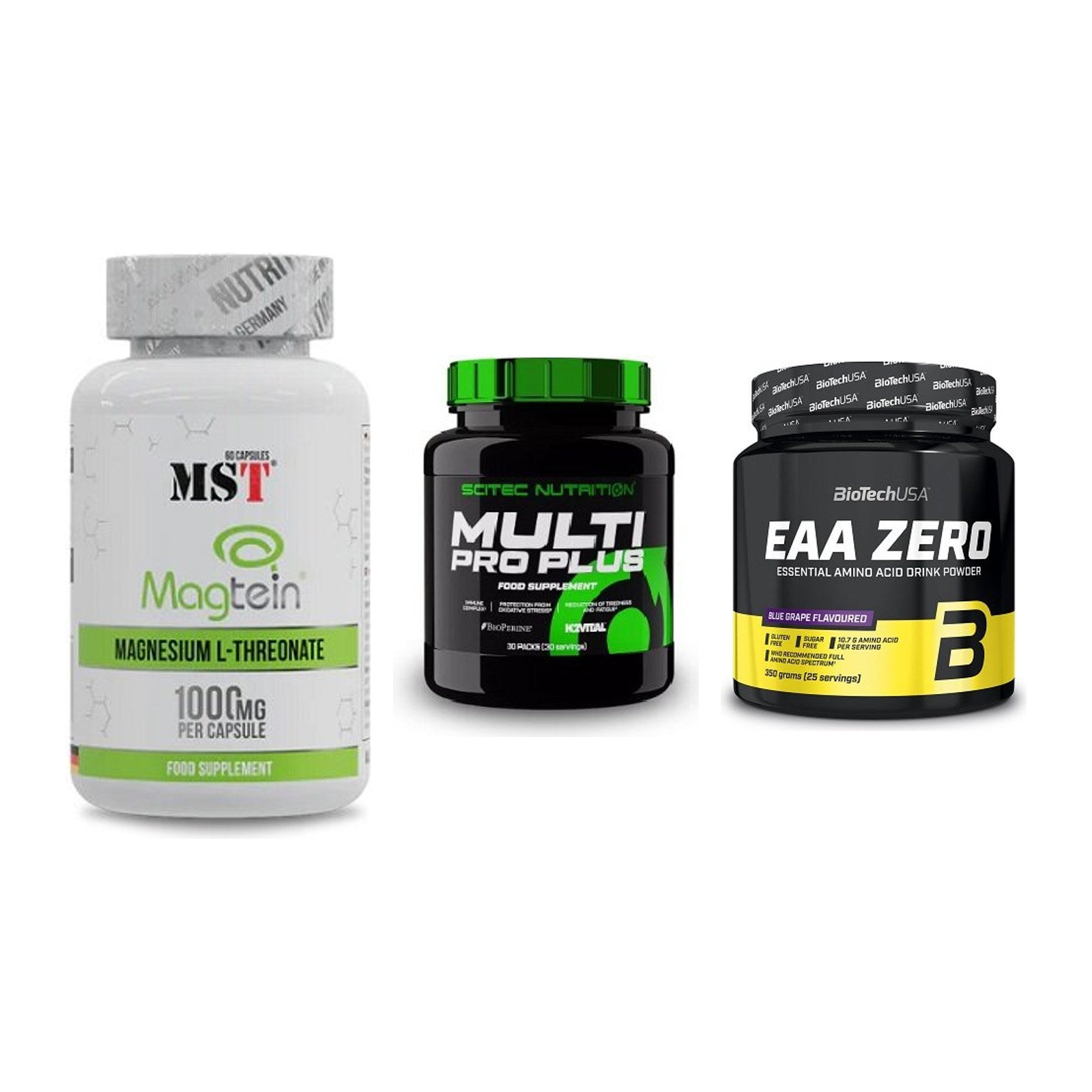Ausdauer-Set: MST Magnesium + Scitec Multi Pro + BioTech EAA Zero – alle enthaltenen Artikel