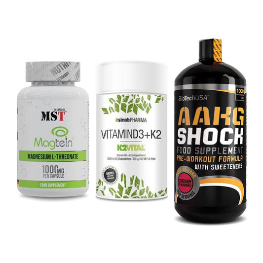 Ausdauer-Set: MST Magnesium + Sinob Vitamin D3 + BioTech AAKG – alle enthaltenen Artikel