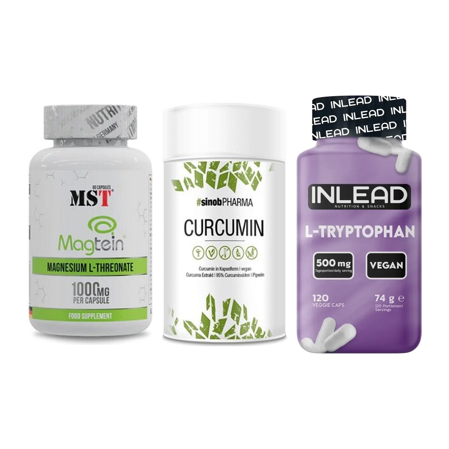 Ausdauer-Set: MST Magnesium + Sinob Curcumin + INLEAD L-Tryptop – alle enthaltenen Artikel