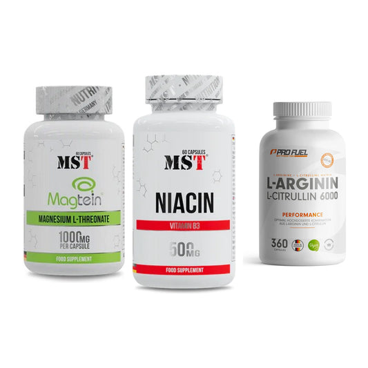 Ausdauer-Set: MST Magnesium + MST Niacin + ProFuel L-Argini – alle enthaltenen Artikel