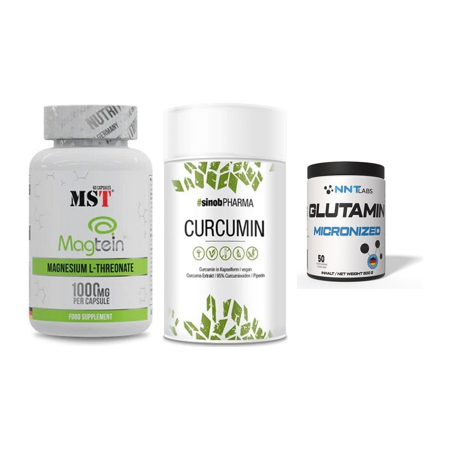 Ausdauer-Set: MST Magnesium + Sinob Curcumin + NNT Glutamin – alle enthaltenen Artikel