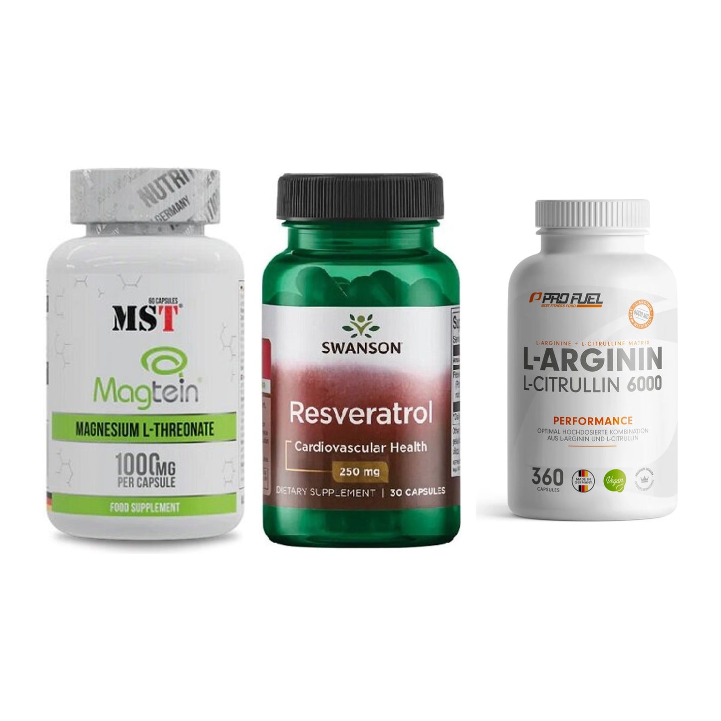 Ausdauer-Set: MST Magnesium + Swanson Resverat + ProFuel L-Argini – alle enthaltenen Artikel