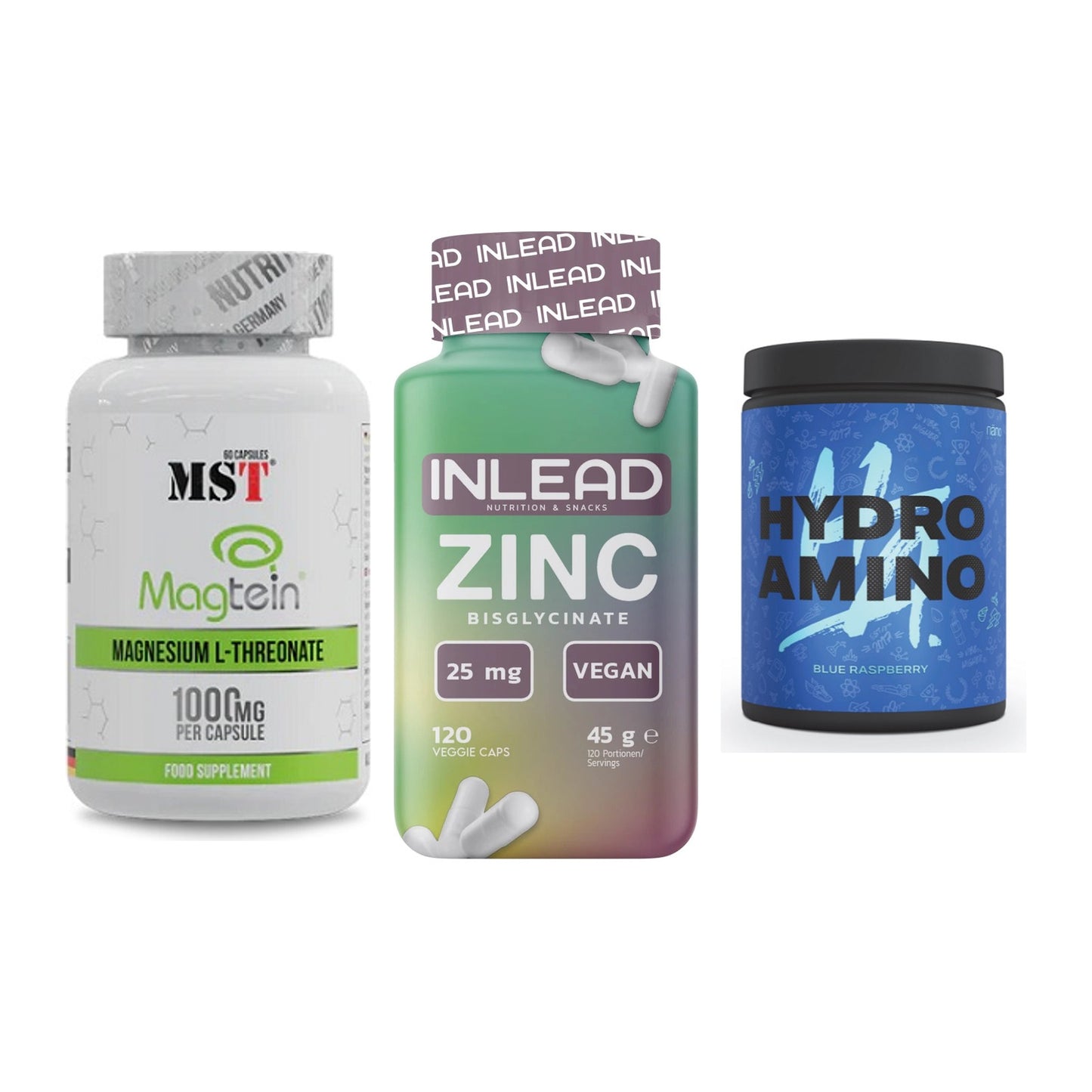 Ausdauer-Set: MST Magnesium + INLEAD Zink + Nanosupps Hydro – alle enthaltenen Artikel