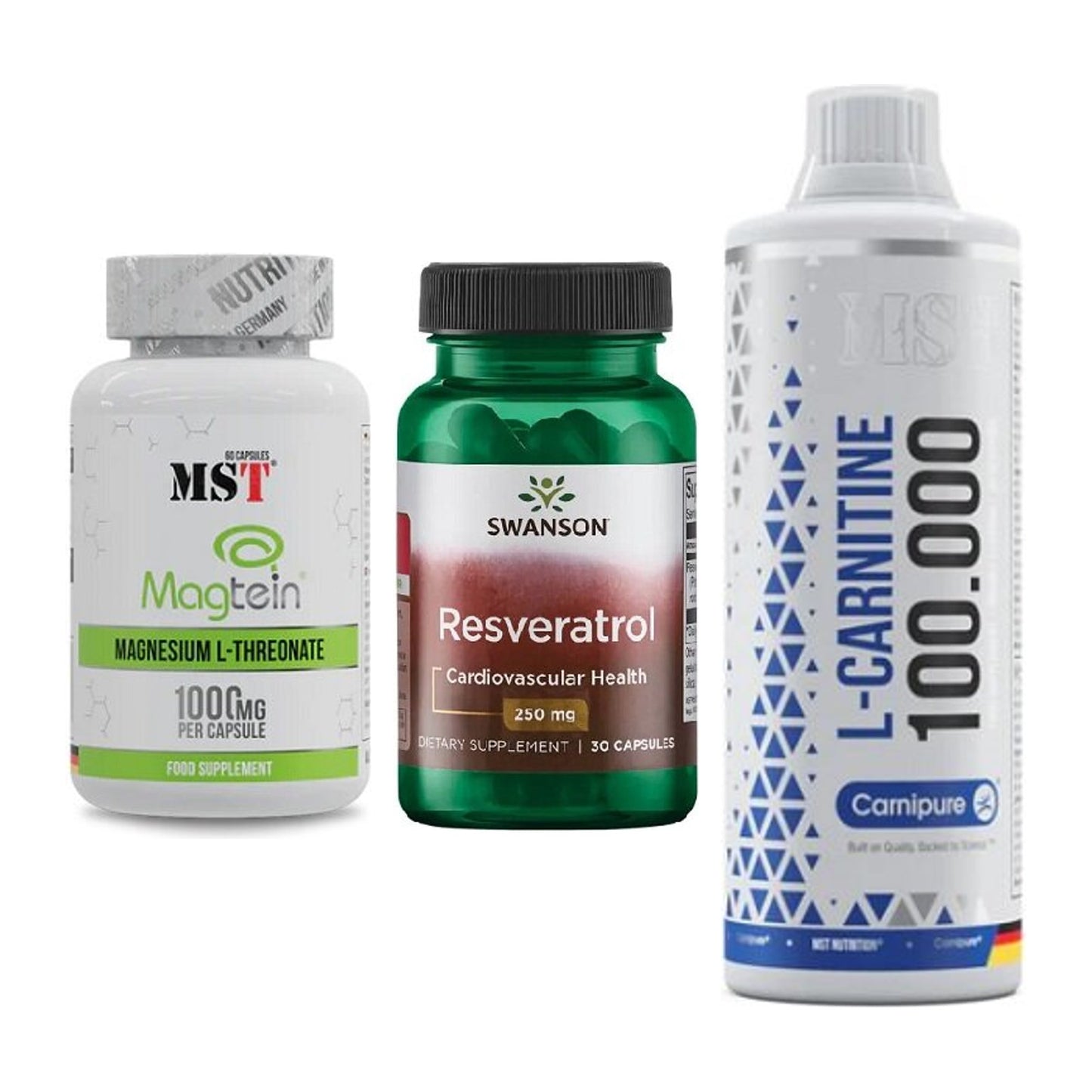 Ausdauer-Set: MST Magnesium + Swanson Resverat + MST L-Carnitine – alle enthaltenen Artikel
