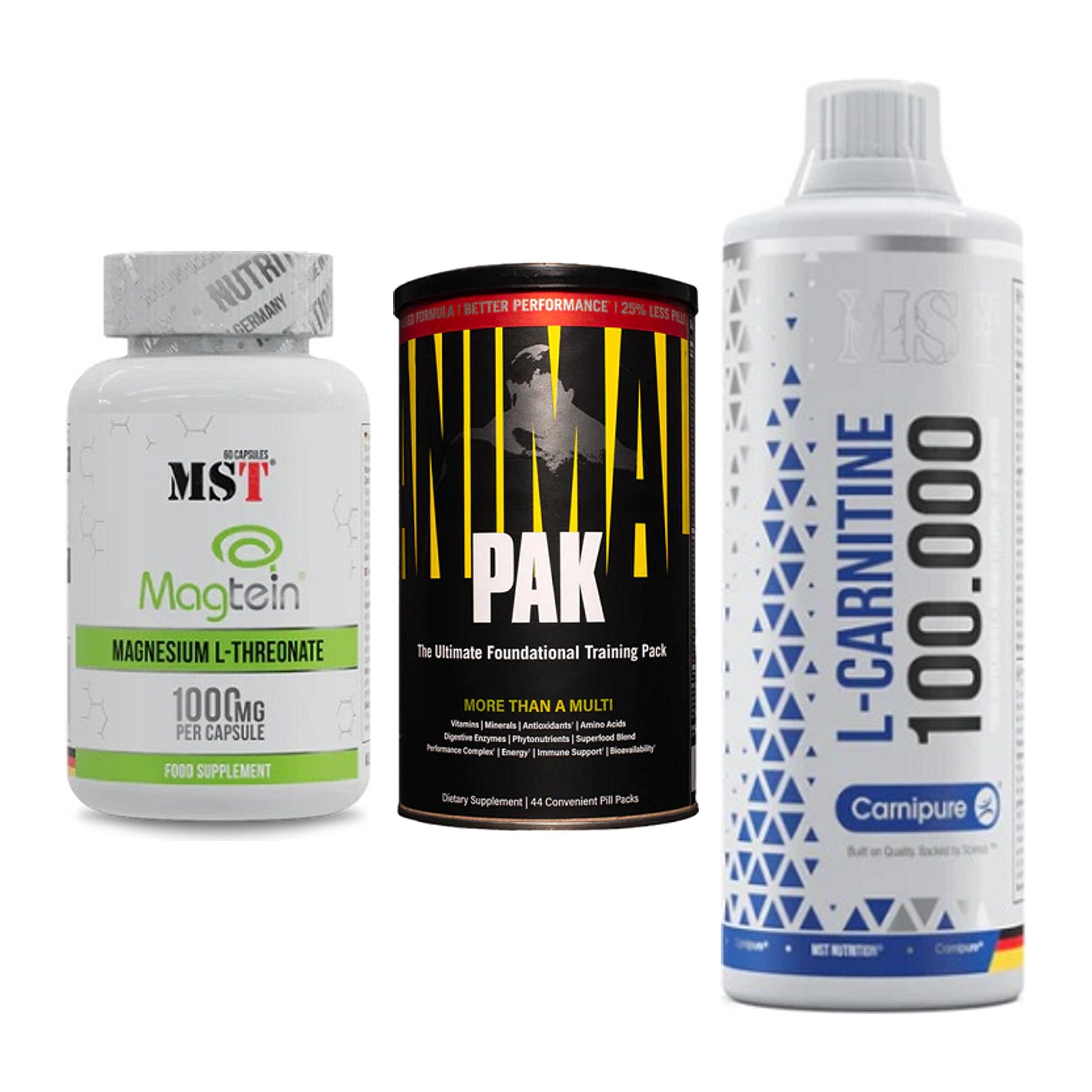 Ausdauer-Set: MST Magnesium + Universal Animal + MST L-Carnitine – alle enthaltenen Artikel