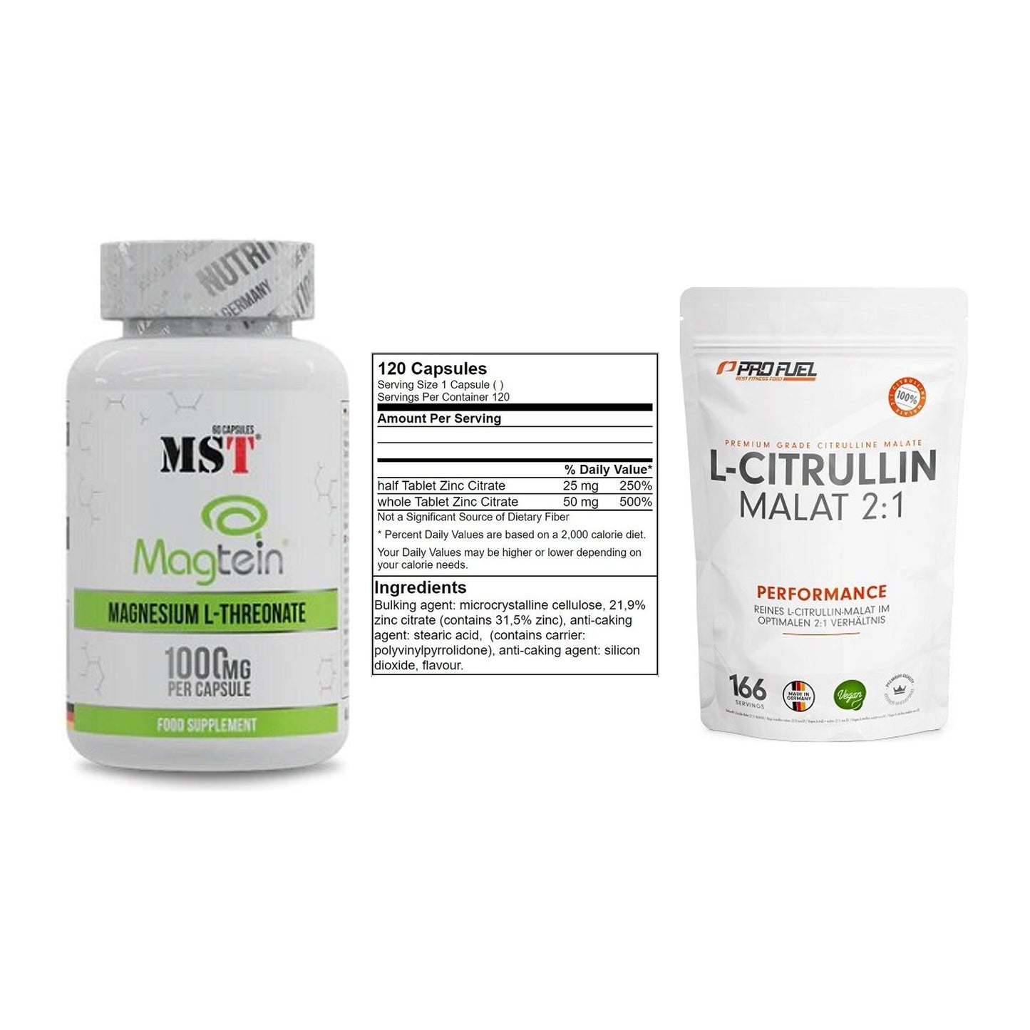 Ausdauer-Set: MST Magnesium + GN Zinc Citrate + ProFuel L-Citrul – alle enthaltenen Artikel